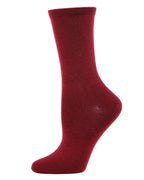Women's Solid Soft Flat Knit Cashmere Blend Crew Sock