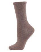 Women's Solid Soft Flat Knit Cashmere Blend Crew Sock