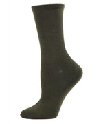 Women's Solid Soft Flat Knit Cashmere Blend Crew Sock