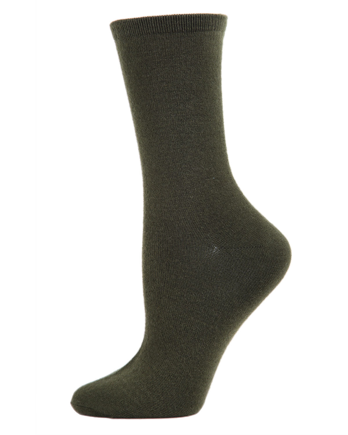 Women's Solid Soft Flat Knit Cashmere Blend Crew Sock