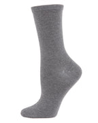 Women's Solid Soft Flat Knit Cashmere Blend Crew Sock