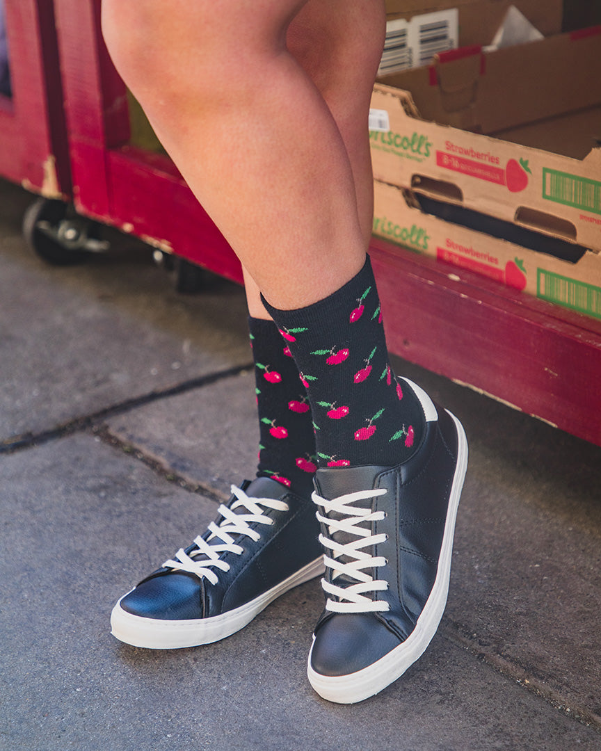 Women's Soft Tasty Cherry On Top Cashmere Blend Crew Socks