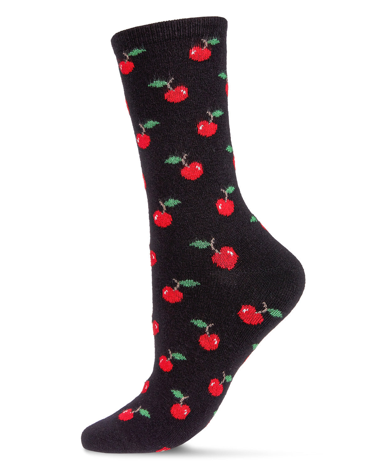 Women's Soft Tasty Cherry On Top Cashmere Blend Crew Socks