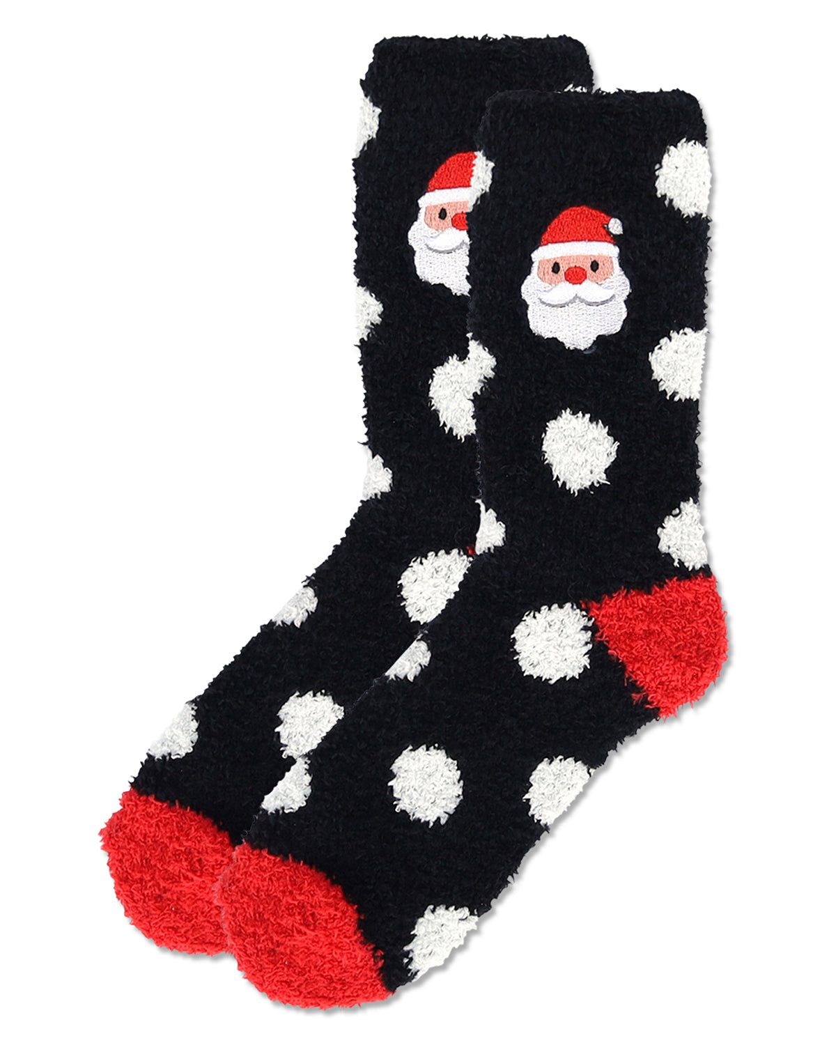 Women's Polka Dot Santa Embroidery Cozy Crew Socks