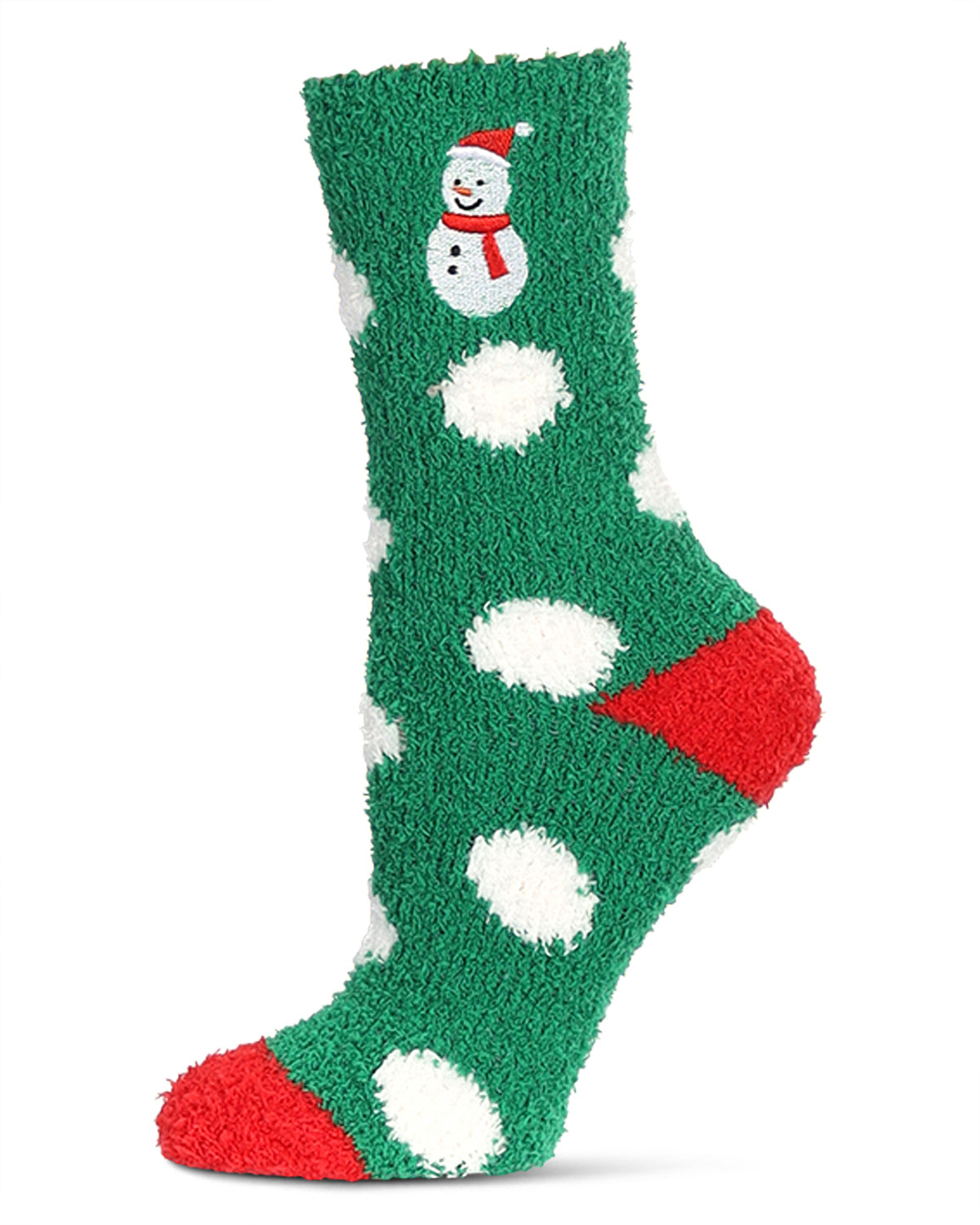 Women's Polka Dot Snowman Embroidery Cozy Crew Socks