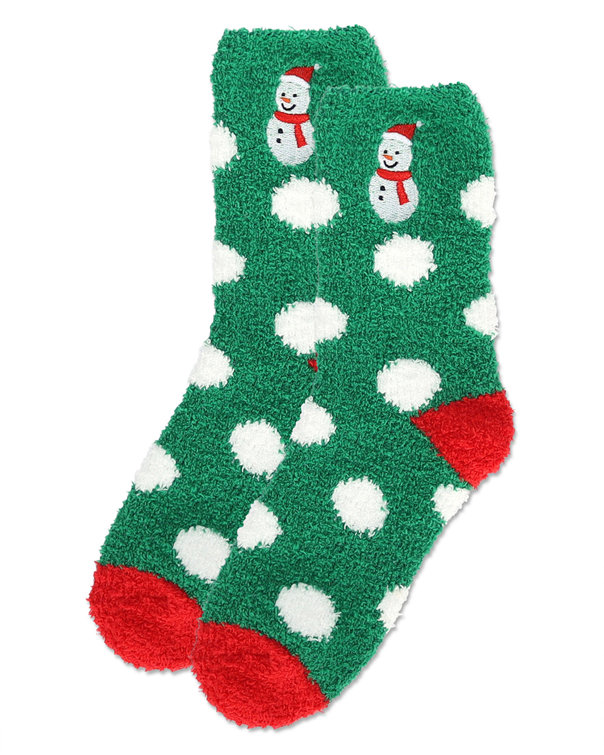 Women's Polka Dot Snowman Embroidery Cozy Crew Socks