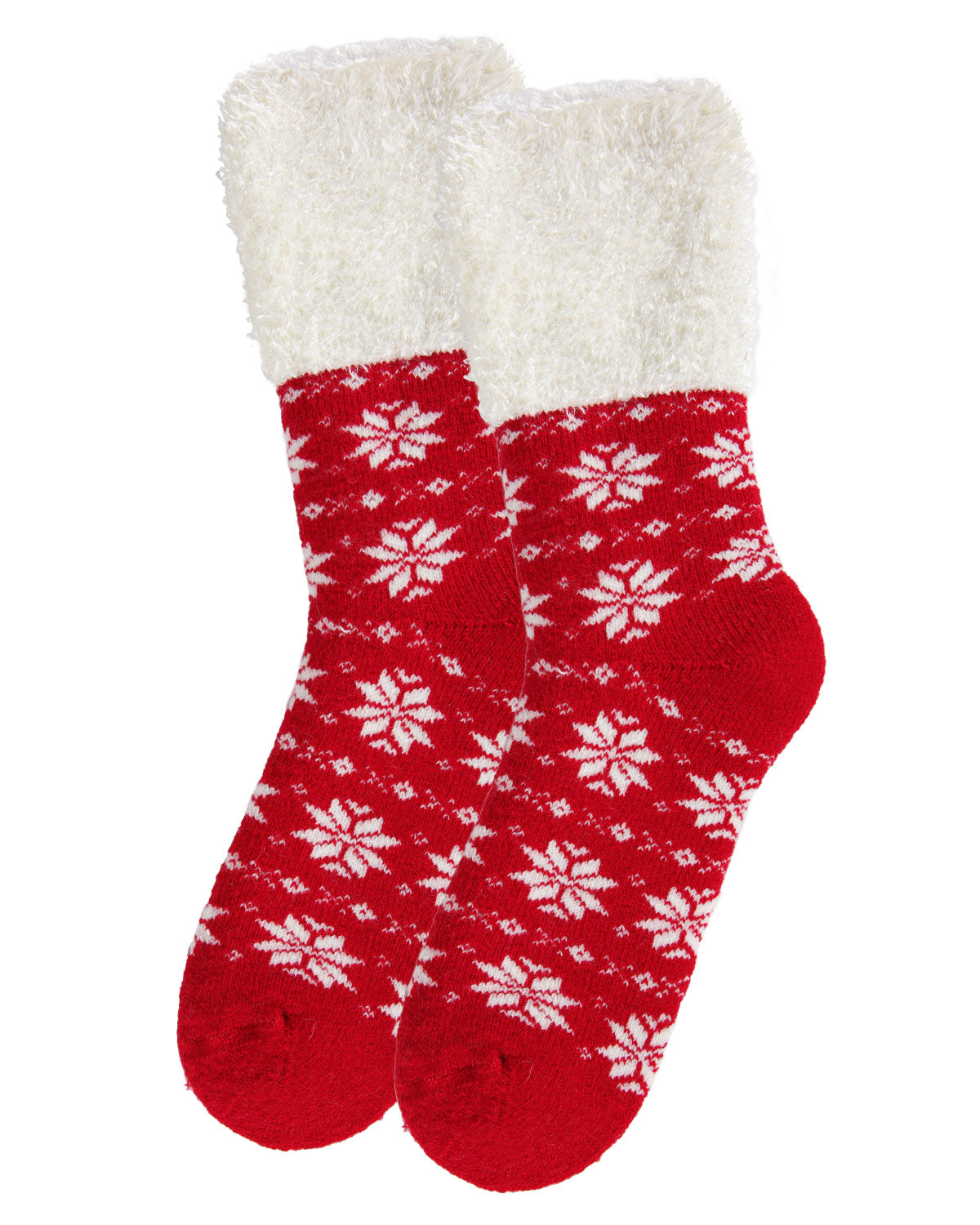 Women's Snowflake Fair Isle Plush Cabin Socks