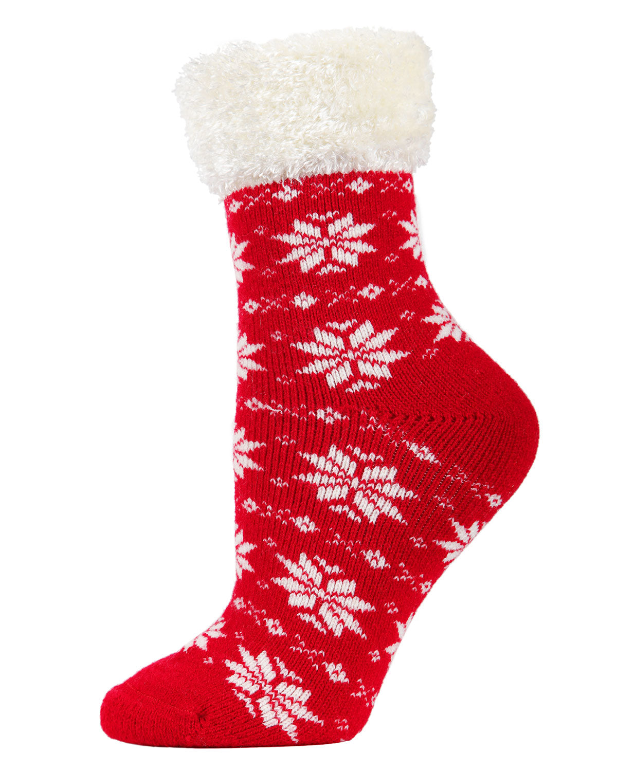 Women's Snowflake Fair Isle Plush Cabin Socks