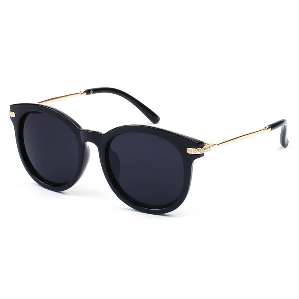 BRUSSELS | Round P3 Horn Rimmed Sunglasses with Embossed Hinges