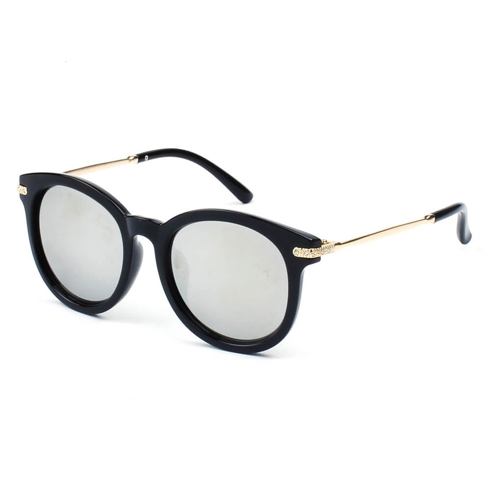 BRUSSELS | Round P3 Horn Rimmed Sunglasses with Embossed Hinges