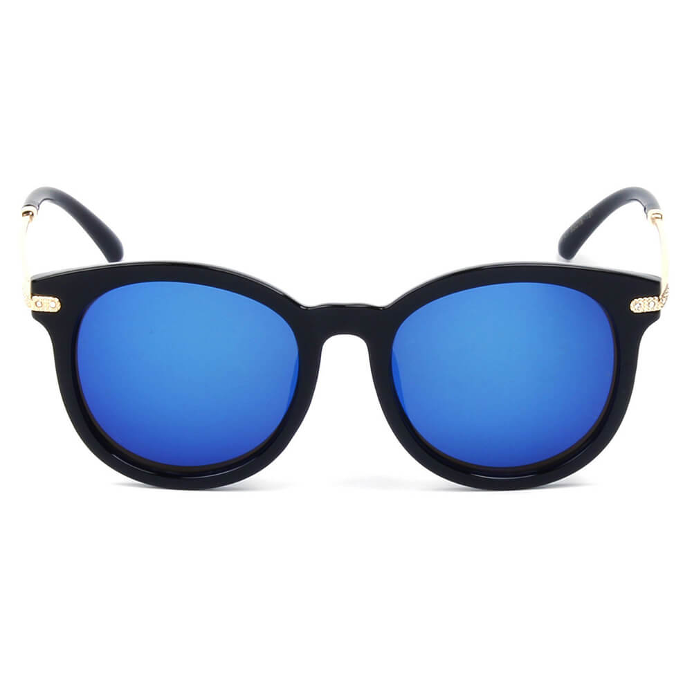 BRUSSELS | Round P3 Horn Rimmed Sunglasses with Embossed Hinges