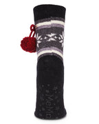 Women's Snowflake Pom Pom Sherpa Lined Slipper Socks