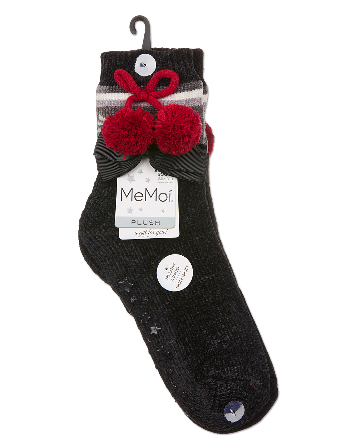 Women's Snowflake Pom Pom Sherpa Lined Slipper Socks