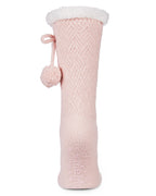 Women's Pair of Poms Sherpa-Lined Slipper Crew Socks