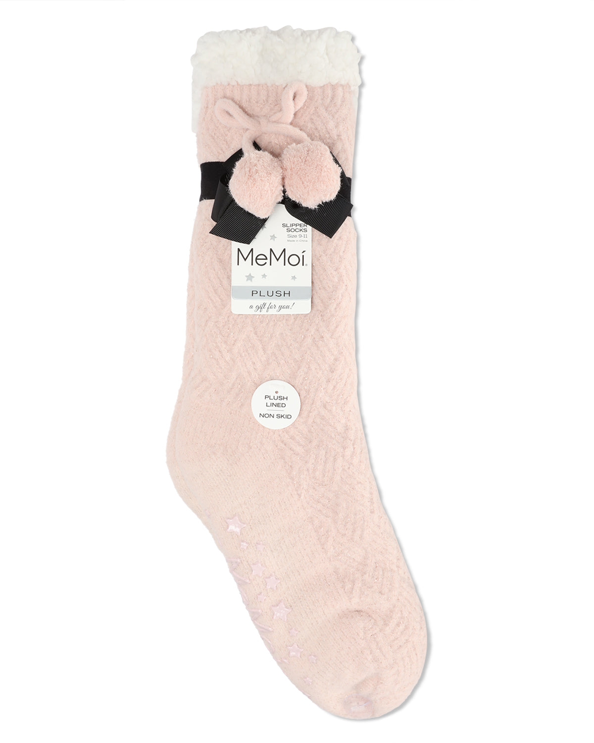 Women's Pair of Poms Sherpa-Lined Slipper Crew Socks