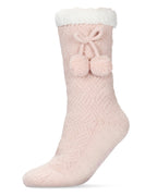 Women's Pair of Poms Sherpa-Lined Slipper Crew Socks