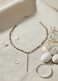 Brown Beads with Silver Accent Necklace