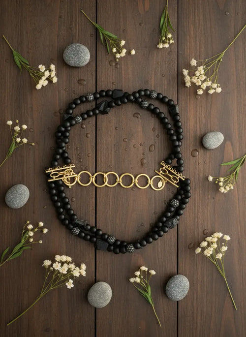 Black Stone Luxe Chain Necklace
