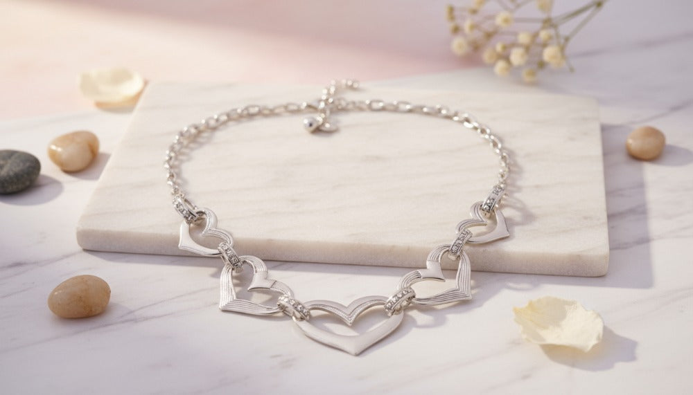 Silver Eternal Hearts Chain Necklace