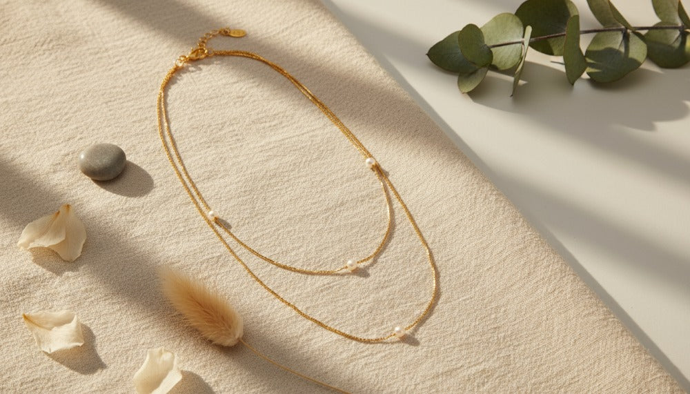 Double Layered Pearl Drift Necklace