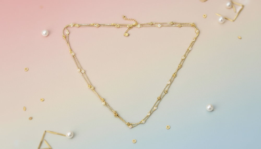 Gold Luminous Double Layers Necklace