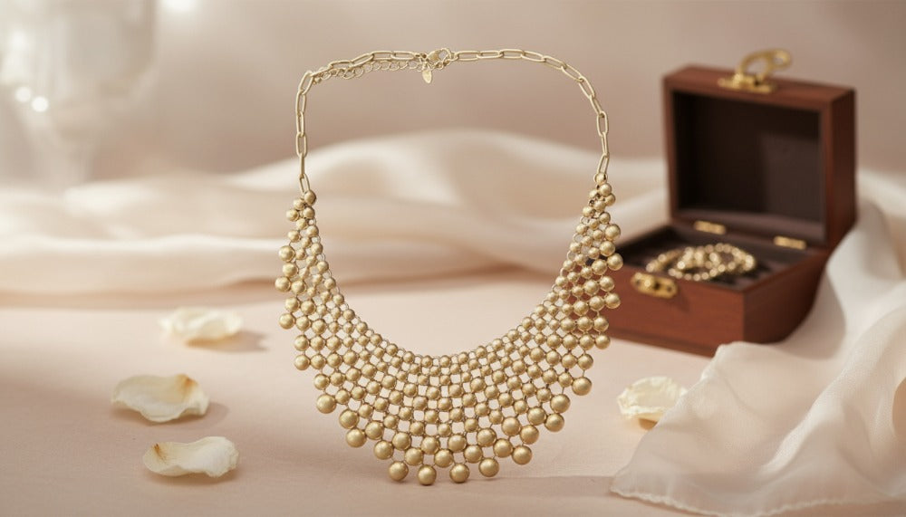 Gold Plated Droplet Fall Necklace