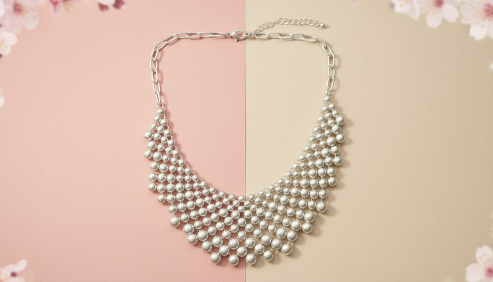 Silver Droplet Fall Necklace