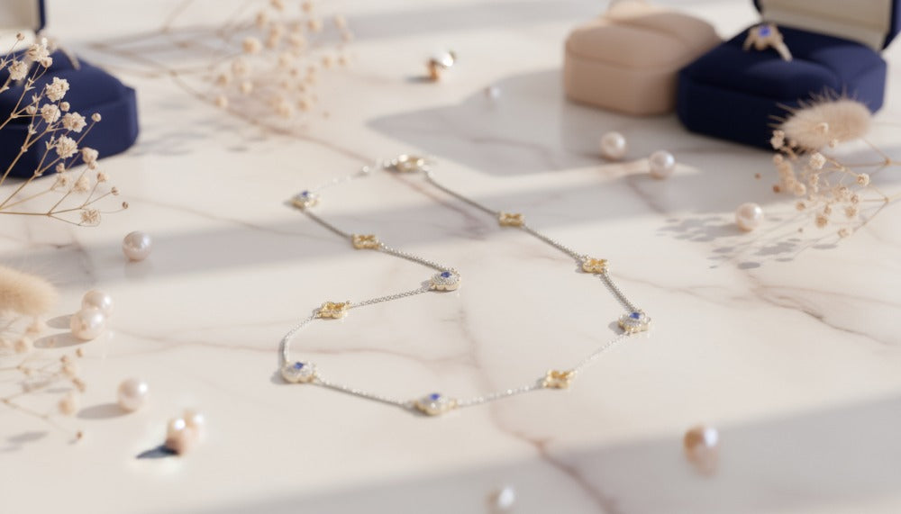 Silver and Gold Floral Necklace
