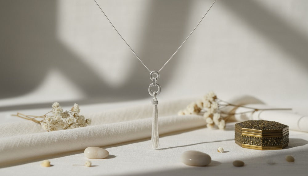 Silver Tassel Looped Necklace