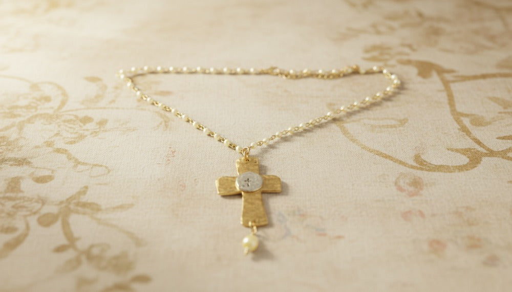 Cross Of Serenity Pearl Necklace