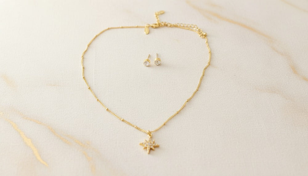 Gold Dreamscape Star Set Necklace