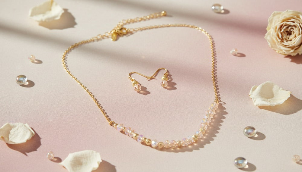 Beaded Crystal Chain Set Necklace