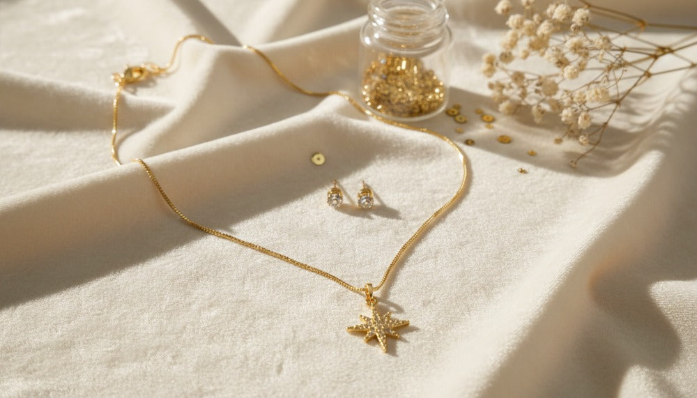 Golden Polaris Pendant Set Necklace