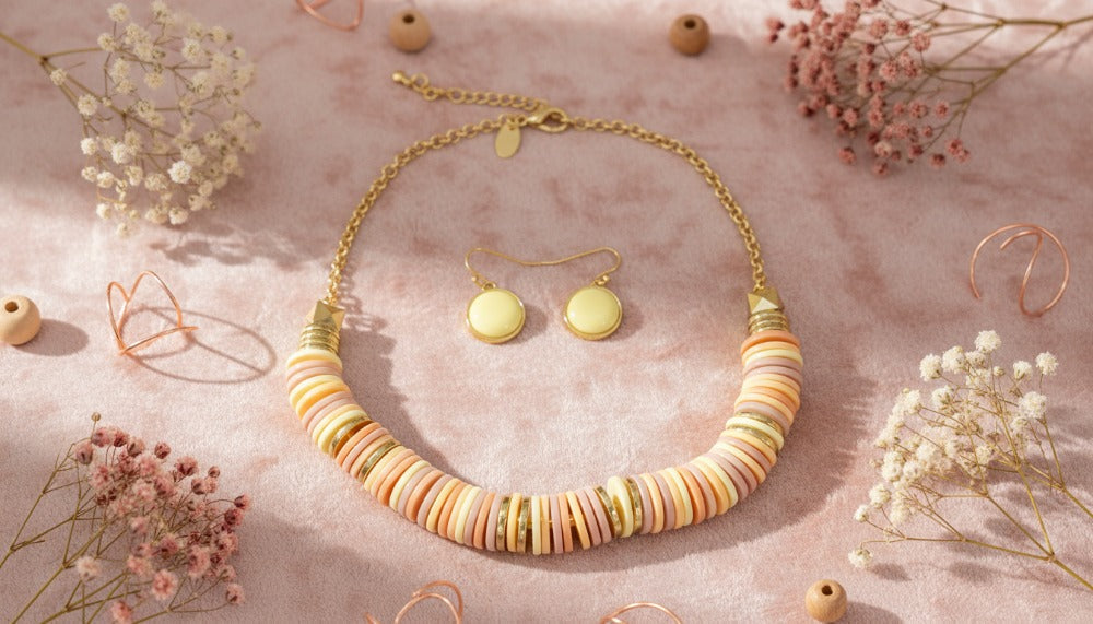 Golden Sunrise Beaded Set Necklace