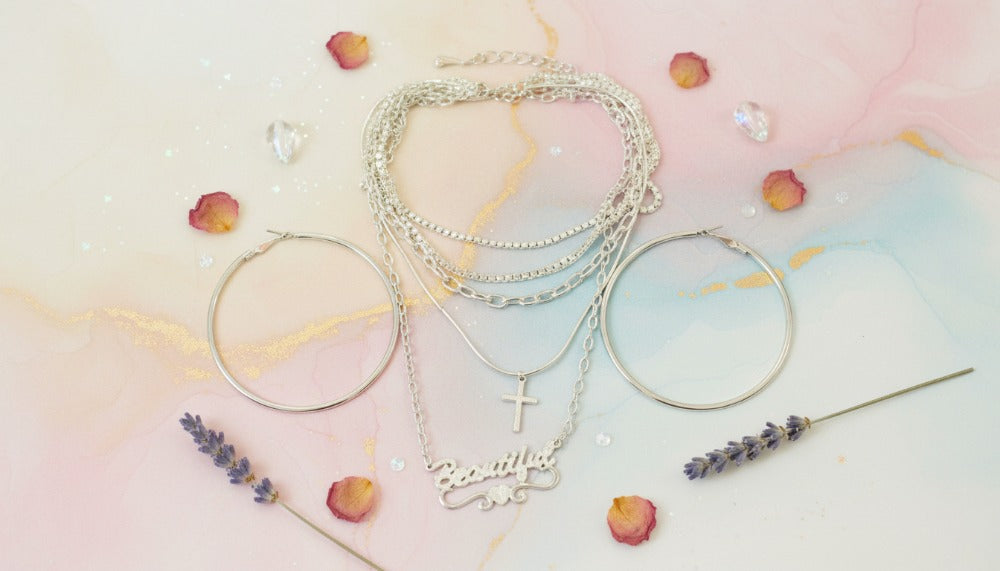 Chic Layered Silver Necklace Set
