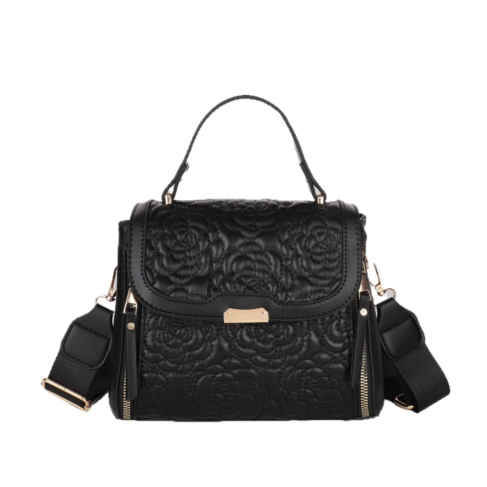 Elegant Quilted Rose Shoulder Handbag