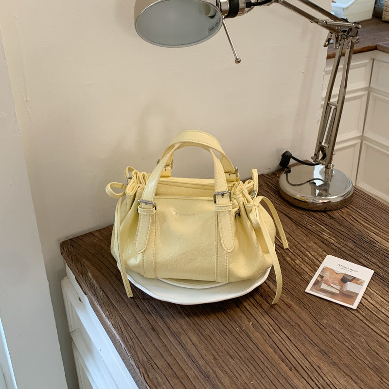 Soft Leather Pleated Handbag Shoulder Crossbody Bag