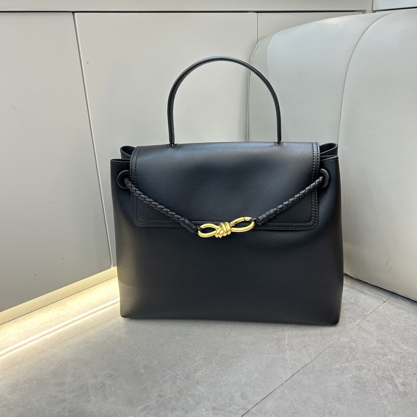 Genuine Leather Woven Tote Crossbody Bag