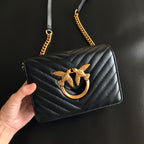 Genuine Leather Quilted Love Birds Crossbody Bag