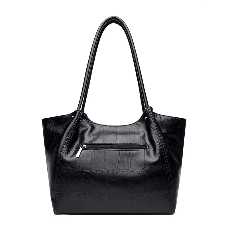 Elegant Commuter Tote Bag Stone Pattern Leather