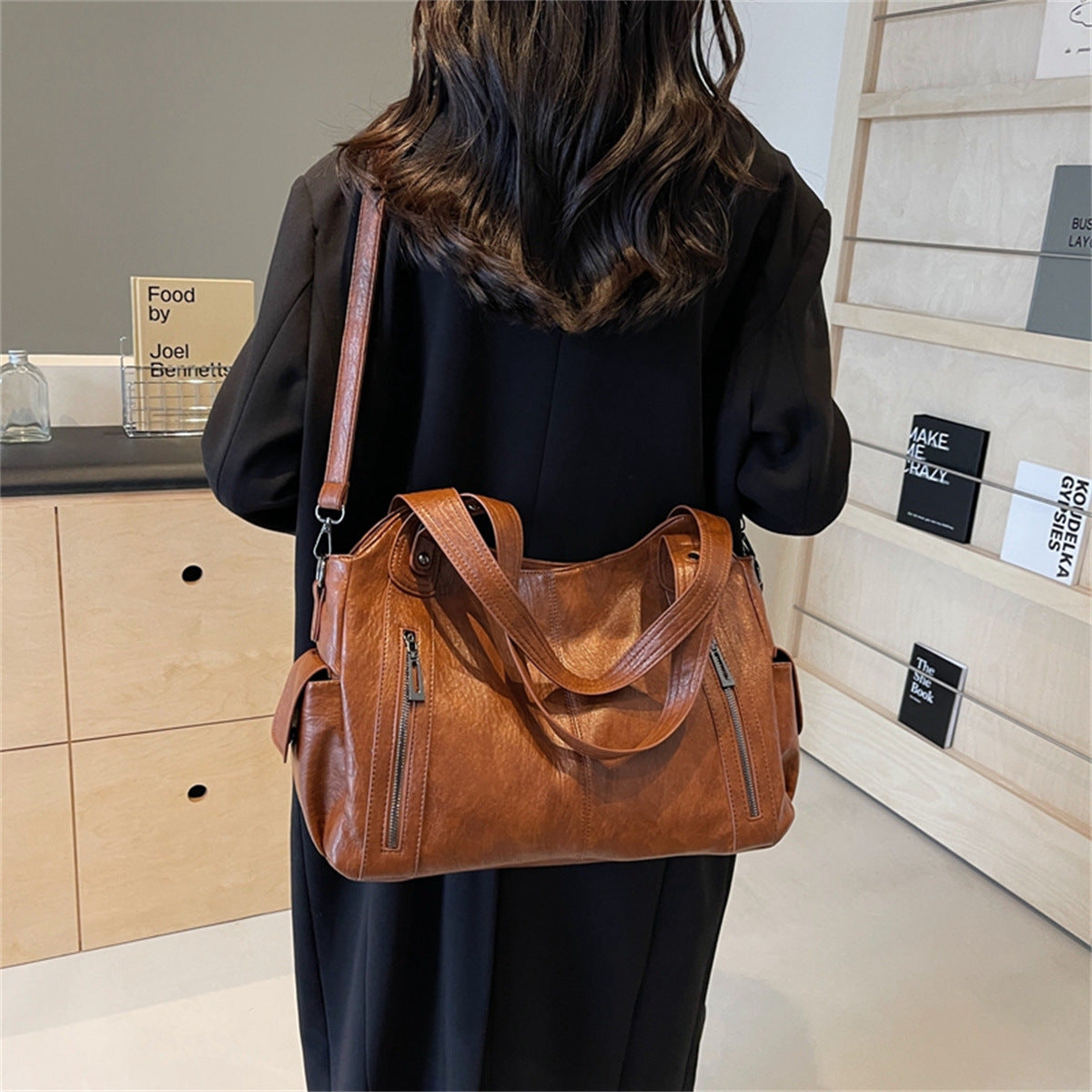 Women's Faux Leather Commuter Tote Shoulder Bag
