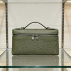 Genuine Leather Ostrich Pattern Box Handbag