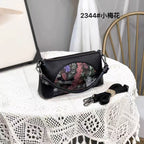 Floral Embossed Soft Leather Shoulder Bag
