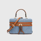 Canvas Leather Mini Box Crossbody Handbag