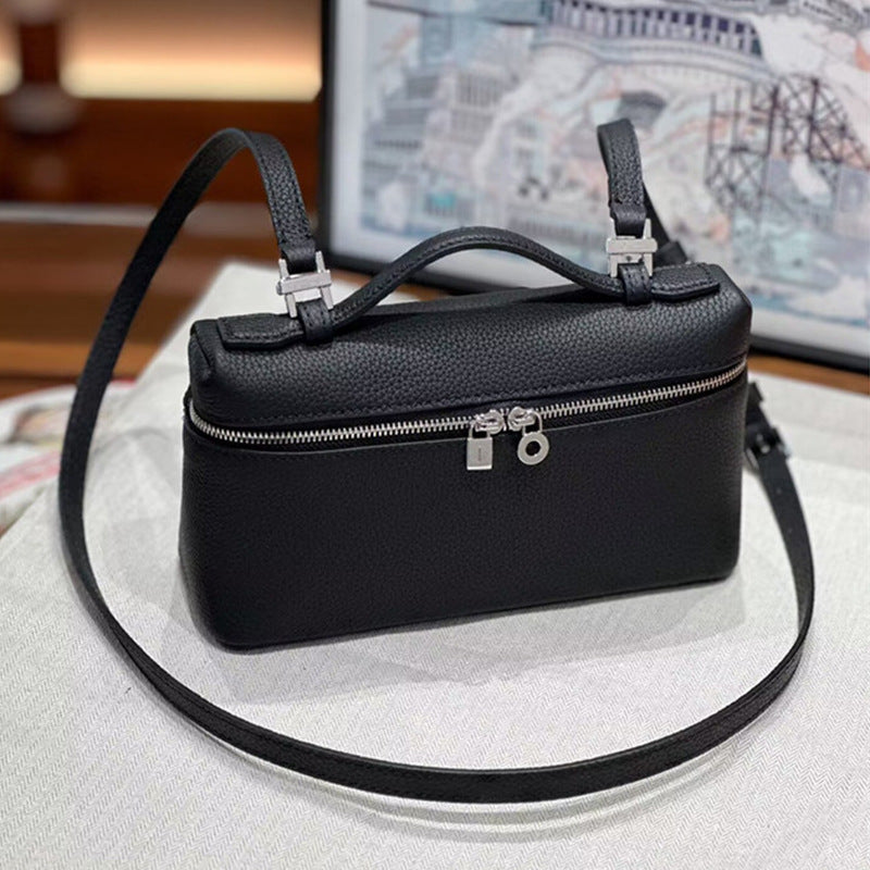 Lychee Grain Leather Top-Handle Crossbody Bag