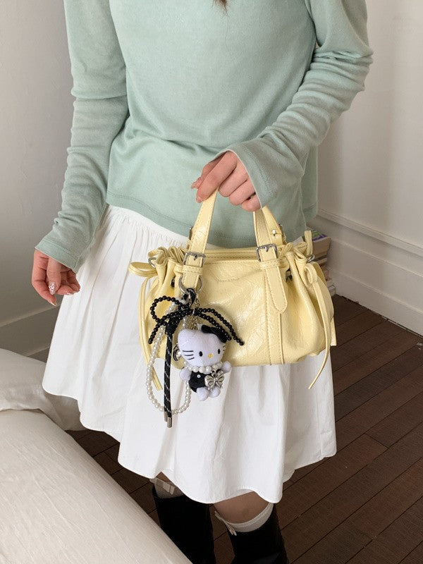 Soft Leather Pleated Handbag Shoulder Crossbody Bag