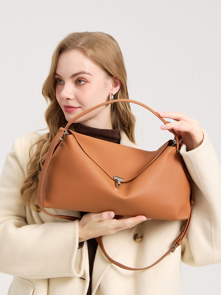 Premium Cowhide Pillow Handbag Shoulder Bag
