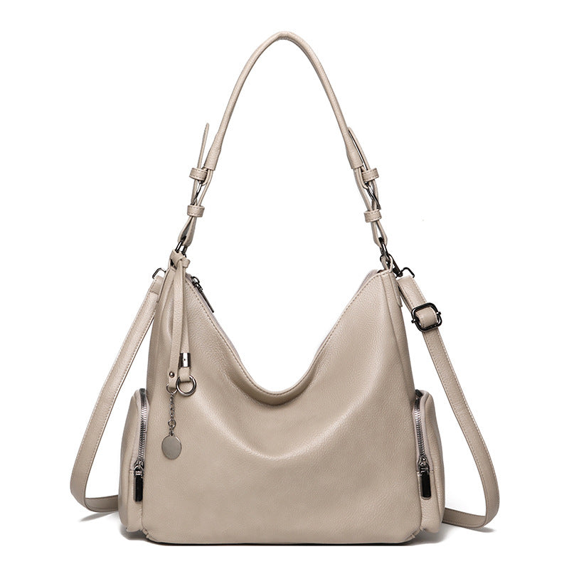 Versatile Soft Leather Tote Crossbody Shoulder Bag