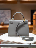 Premium Leather Kelly Style Shoulder Crossbody Handbag