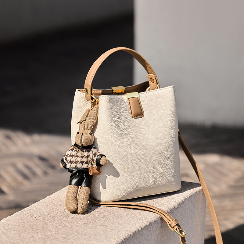 Premium Leather Bucket Crossbody Handbag